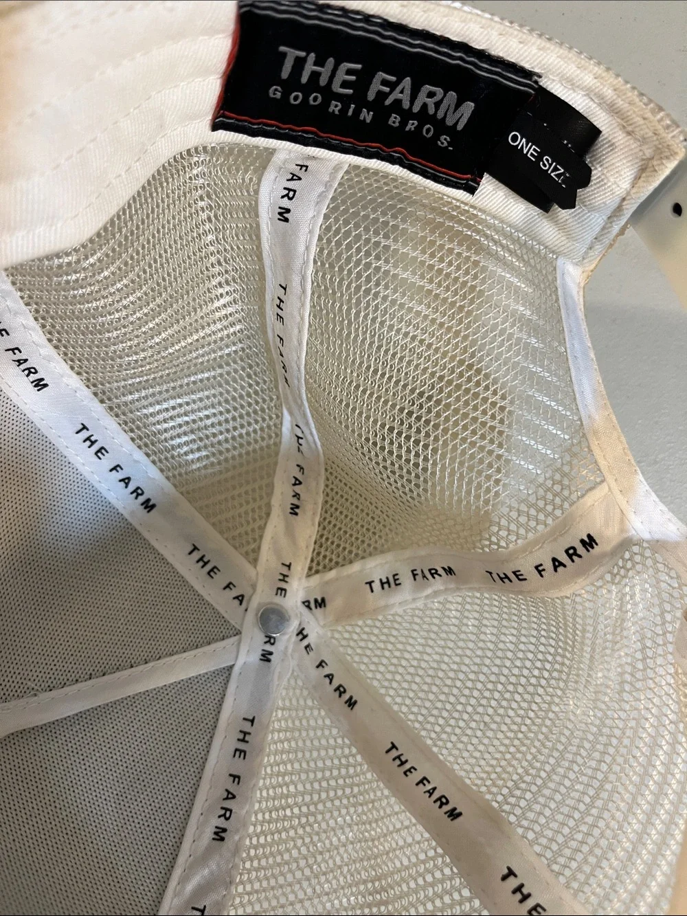White Trucker Hat with Rooster Patch - Unbranded